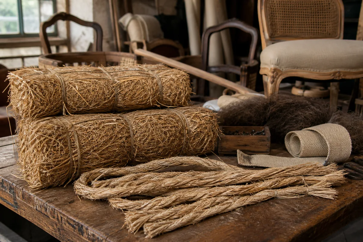 Bottes de paille de seigle et torons préparés en atelier